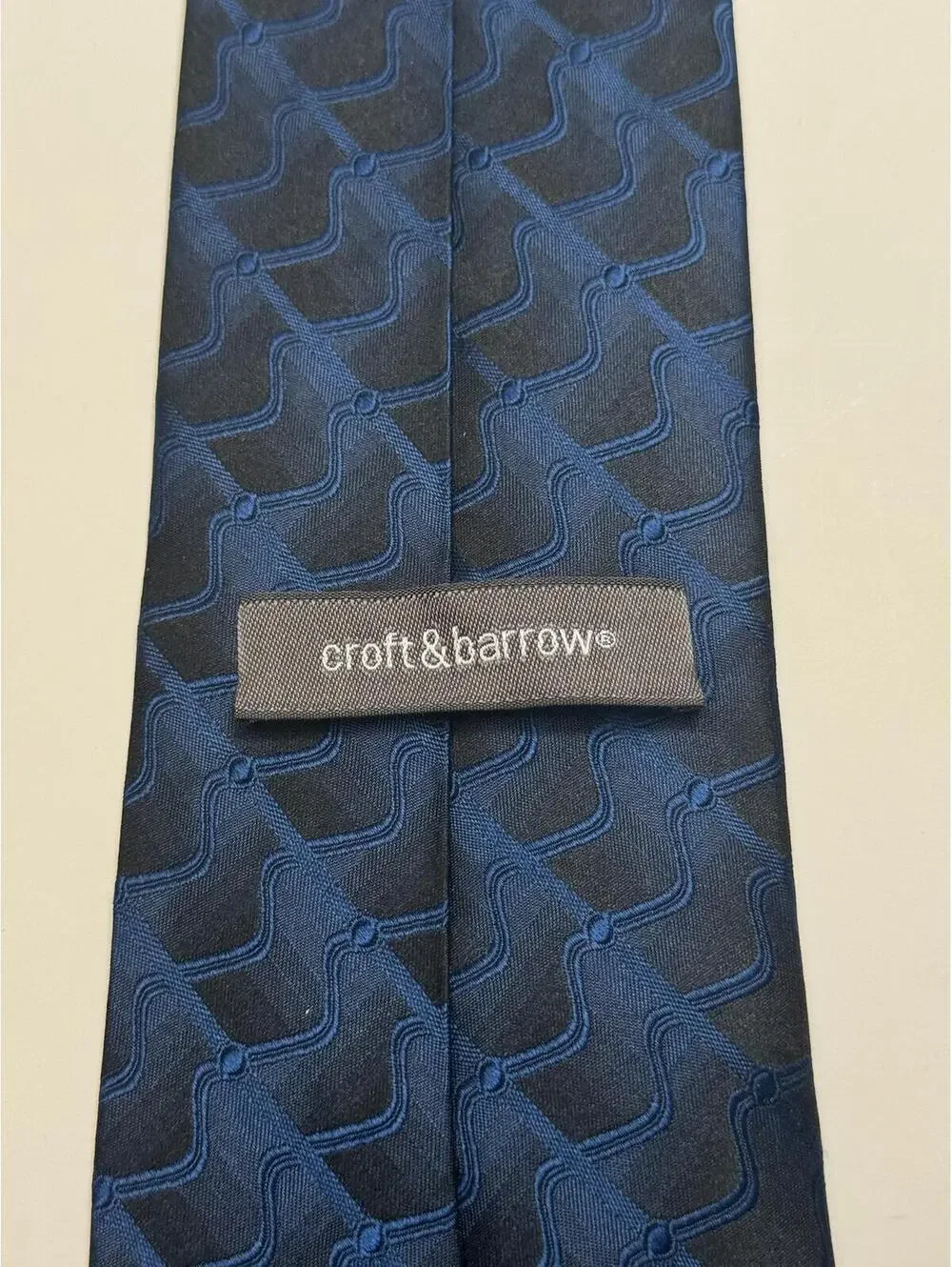 Croft & Borrow 100%‎ Silk Wide Tie Black & Blue